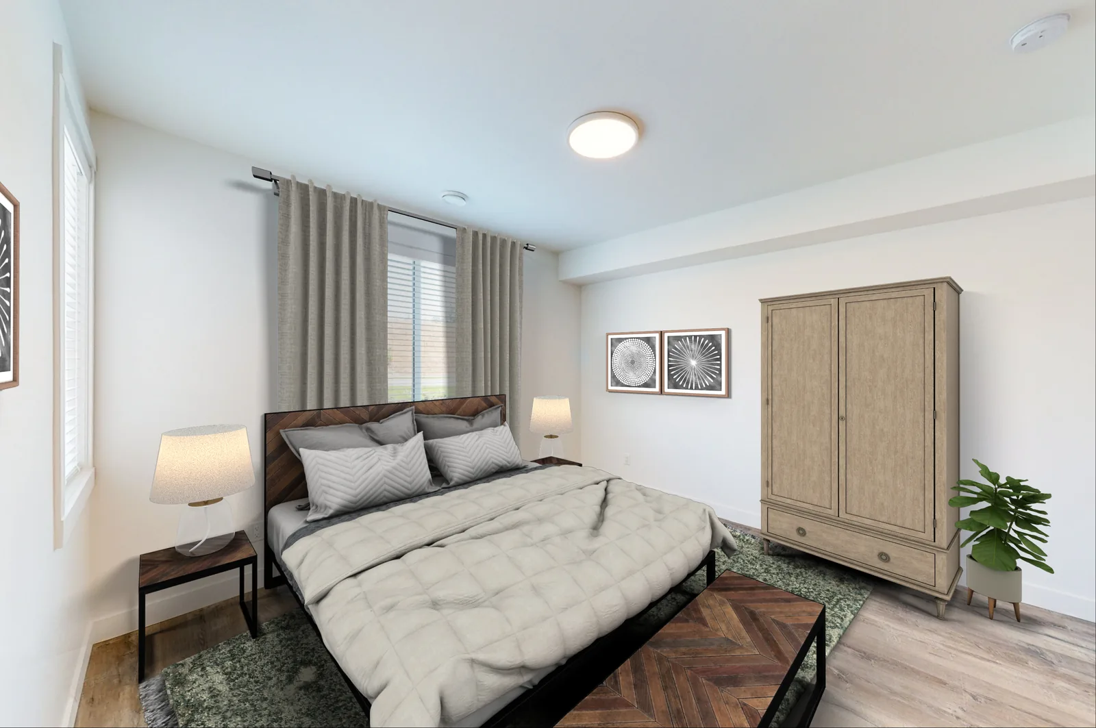 An Academy Ridge lock-off flex room furnished as a guest bedroom, second view