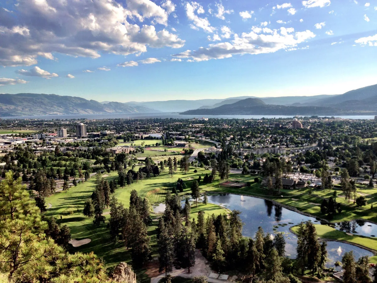 Aerial view across the Kelowna valley from the University District