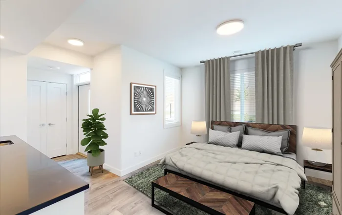 A lock-off flex room, furnished